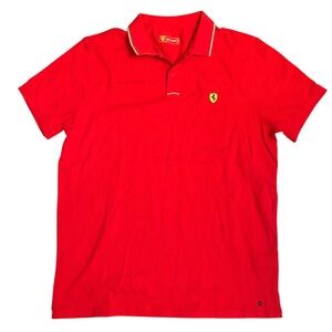 Scuderia Ferrari Mens Size XXL Logo Racing Polo Shirt Short Sleeve Red Cotton